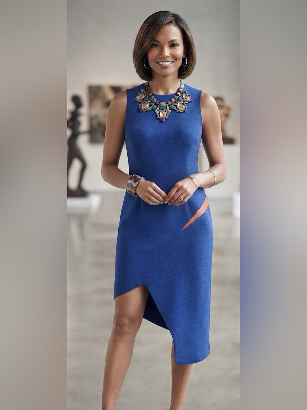 Jewelry and Dress Bundle, Blue Asymmetrical, Colorful